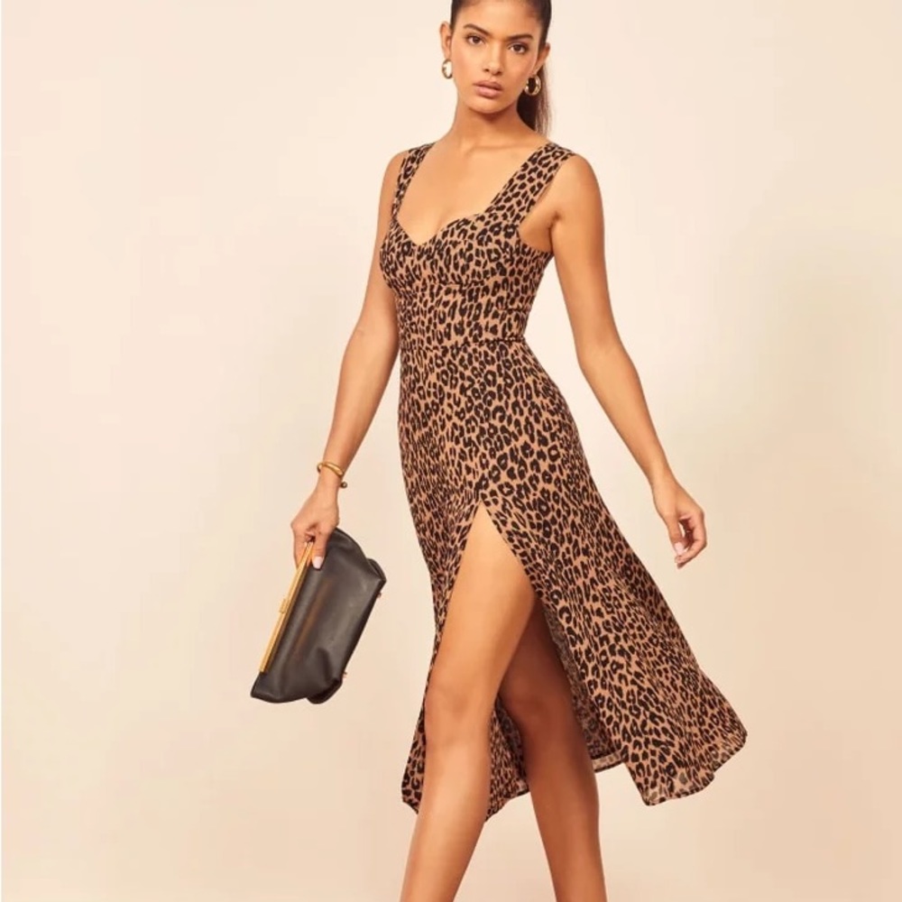 Reformation Fulton Midi Dress Cheetah Animal Print 10